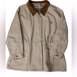 Denim & Co Vintage Khaki Chore Coat Corduroy Collar Jacket